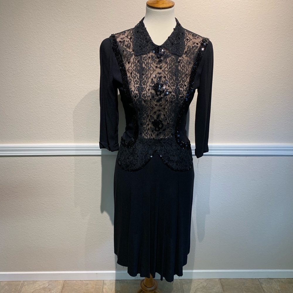 Vintage 1940s black party dress | Size 2 |